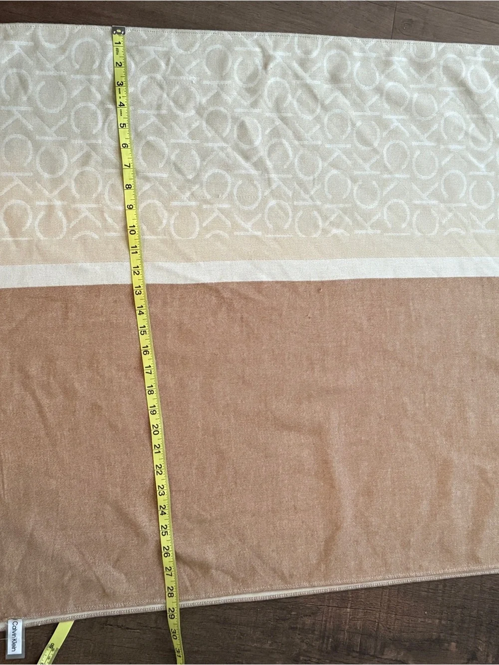 Calvin Klein Beige & Camel Logo Scarf